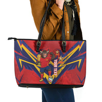 Custom Spain World Football 2026 Leather Tote Bag La Roja 2nd Champion Proud