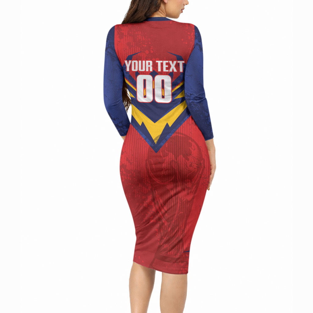 Custom Spain World Football 2026 Long Sleeve Bodycon Dress La Roja 2nd Champion Proud
