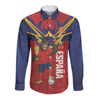 Custom Spain World Football 2026 Long Sleeve Button Shirt La Roja 2nd Champion Proud