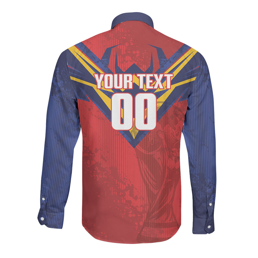 Custom Spain World Football 2026 Long Sleeve Button Shirt La Roja 2nd Champion Proud