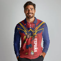 Custom Spain World Football 2026 Long Sleeve Polo Shirt La Roja 2nd Champion Proud