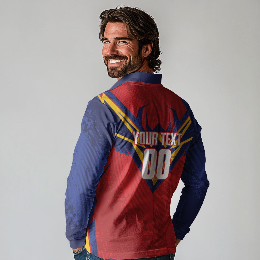 Custom Spain World Football 2026 Long Sleeve Polo Shirt La Roja 2nd Champion Proud