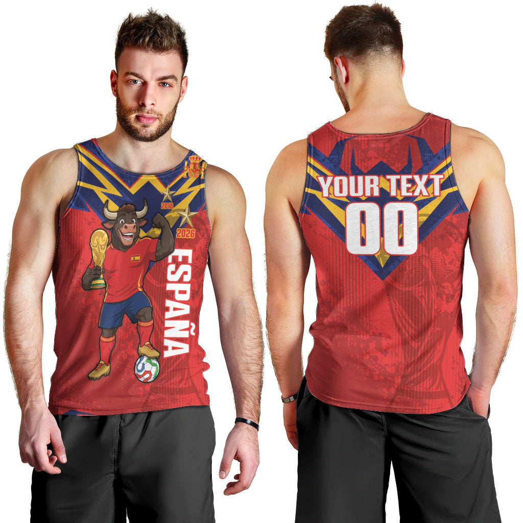 Custom Spain World Football 2026 Men Tank Top La Roja 2nd Champion Proud