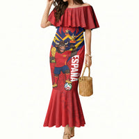 Custom Spain World Football 2026 Mermaid Dress La Roja 2nd Champion Proud