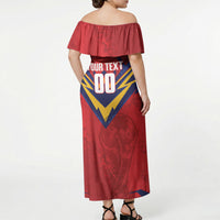Custom Spain World Football 2026 Off Shoulder Maxi Dress La Roja 2nd Champion Proud