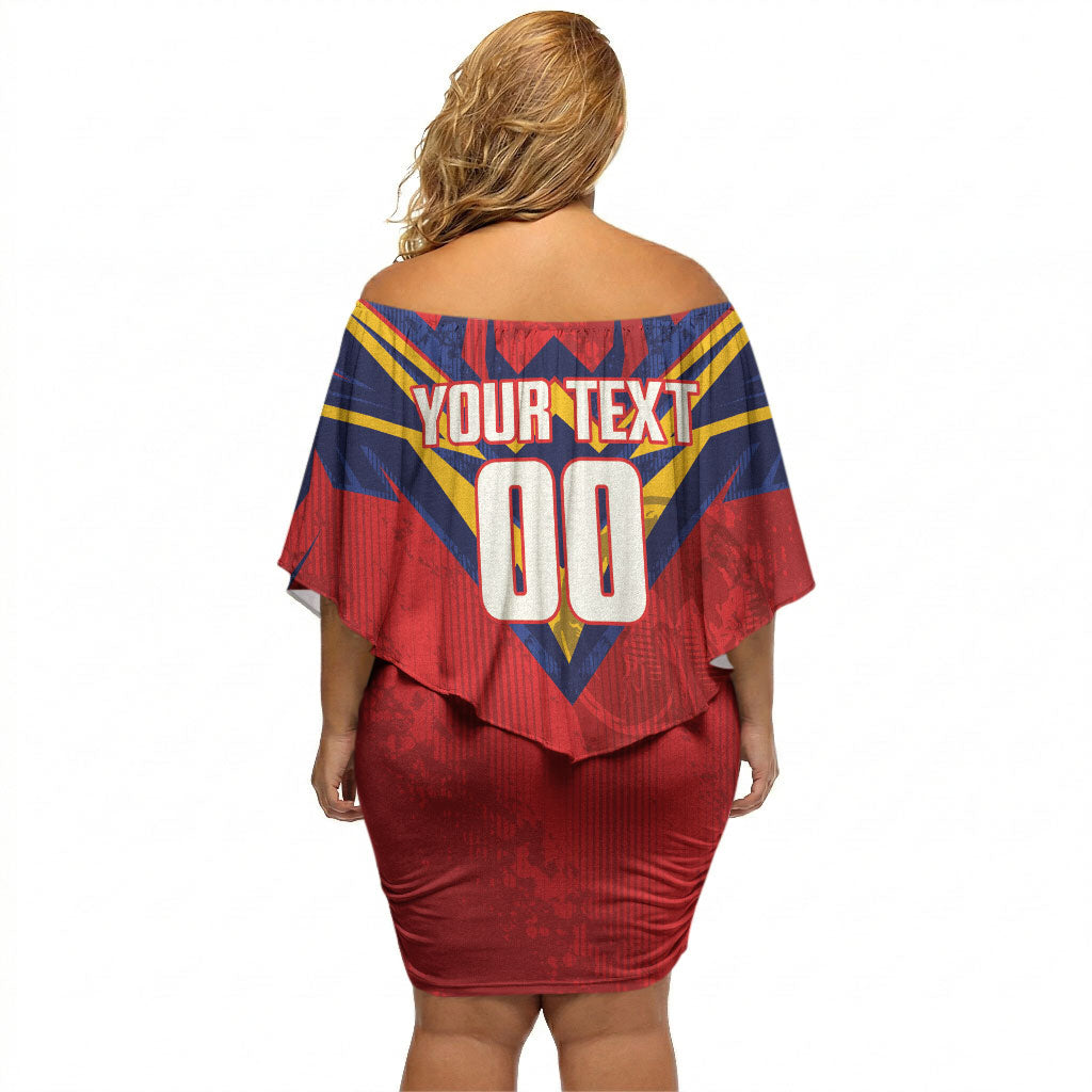Custom Spain World Football 2026 Off Shoulder Short Dress La Roja 2nd Champion Proud