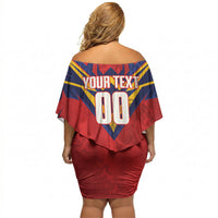 Custom Spain World Football 2026 Off Shoulder Short Dress La Roja 2nd Champion Proud