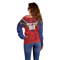 Custom Spain World Football 2026 Off Shoulder Sweater La Roja 2nd Champion Proud