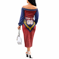 Custom Spain World Football 2026 Off The Shoulder Long Sleeve Dress La Roja 2nd Champion Proud