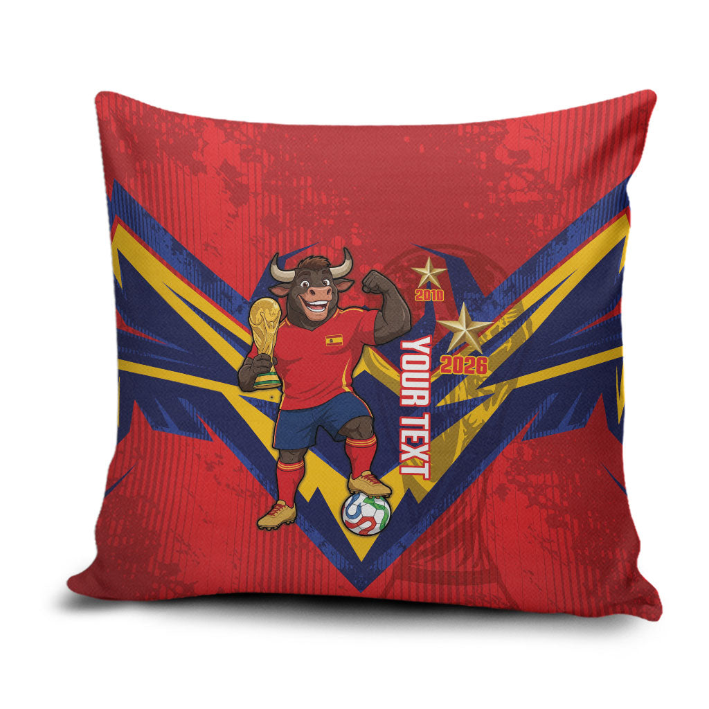 Custom Spain World Football 2026 Pillow Cover La Roja 2nd Champion Proud