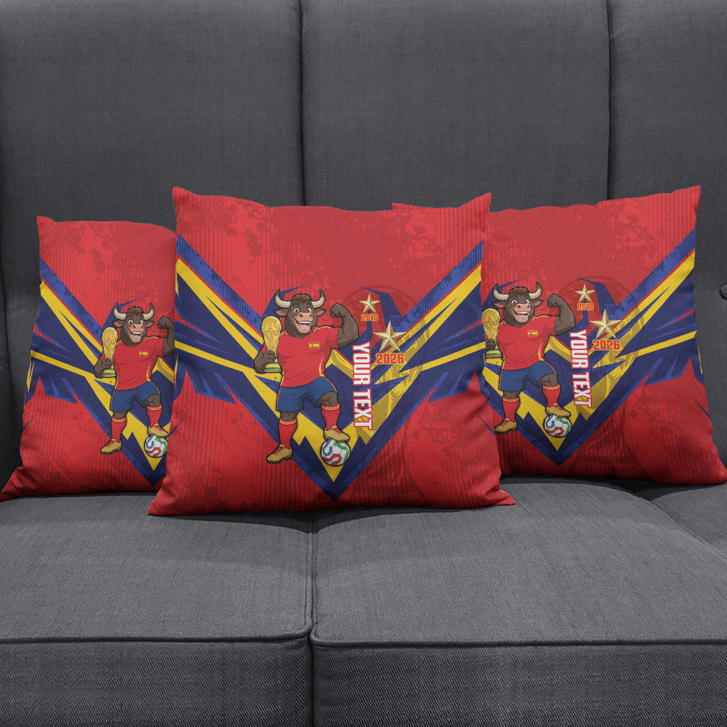 Custom Spain World Football 2026 Pillow Cover La Roja 2nd Champion Proud