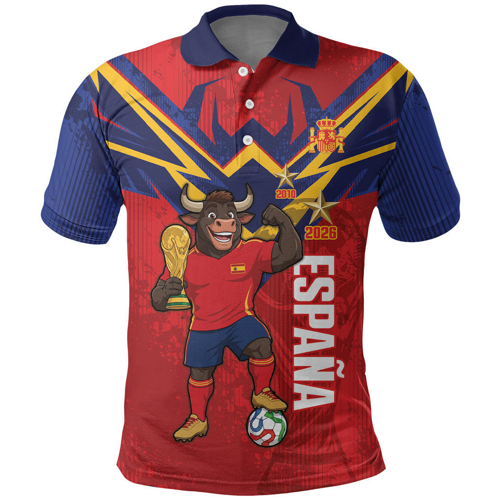 Custom Spain World Football 2026 Polo Shirt La Roja 2nd Champion Proud