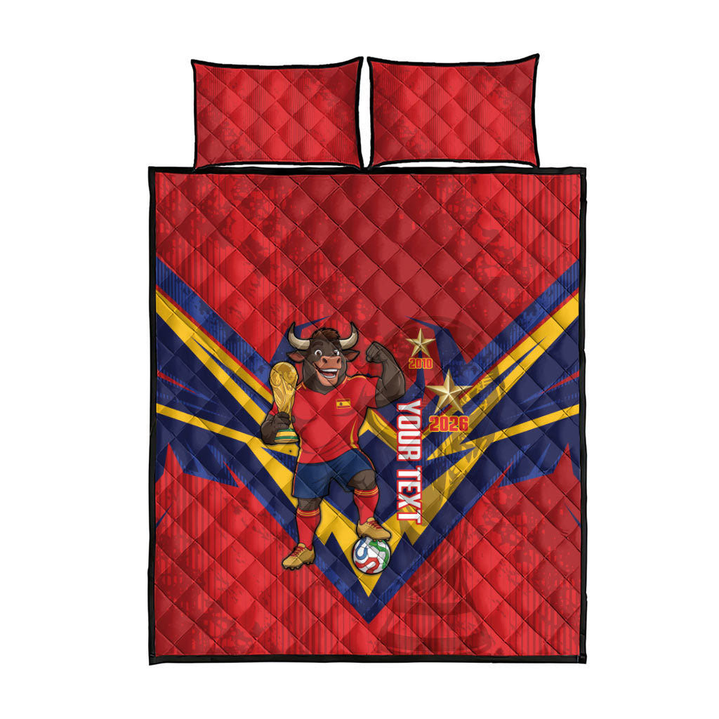 Custom Spain World Football 2026 Quilt Bed Set La Roja 2nd Champion Proud