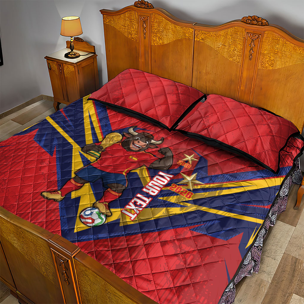 Custom Spain World Football 2026 Quilt Bed Set La Roja 2nd Champion Proud