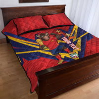 Custom Spain World Football 2026 Quilt Bed Set La Roja 2nd Champion Proud