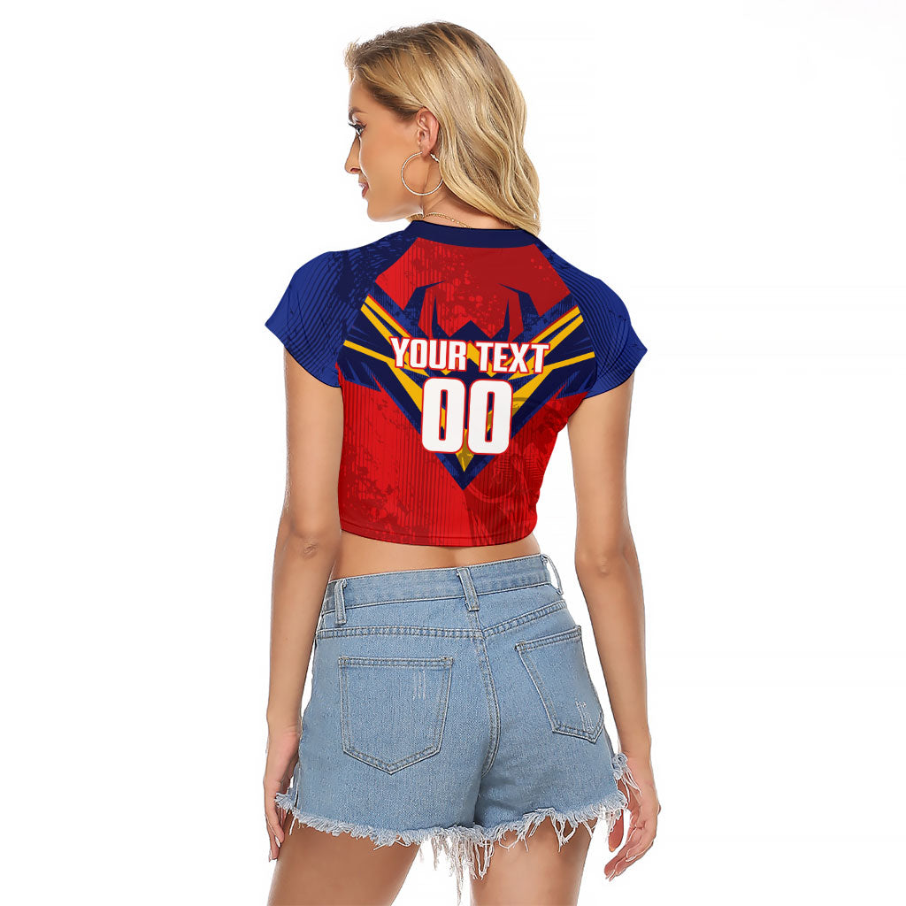 Custom Spain World Football 2026 Raglan Cropped T Shirt La Roja 2nd Champion Proud