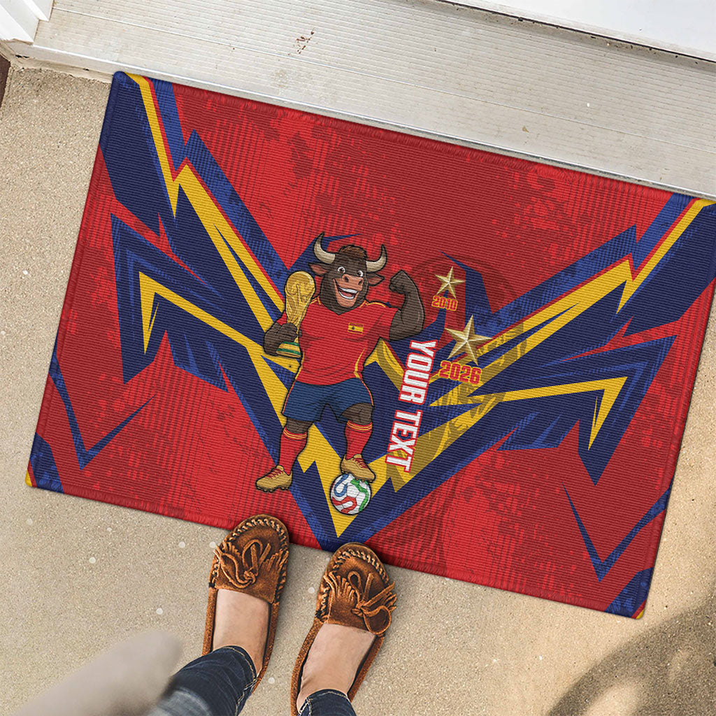 Custom Spain World Football 2026 Rubber Doormat La Roja 2nd Champion Proud