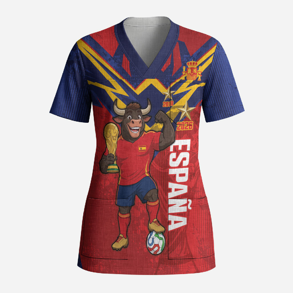 Custom Spain World Football 2026 Scrub Top La Roja 2nd Champion Proud