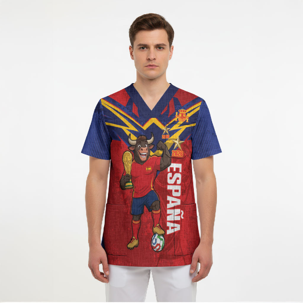 Custom Spain World Football 2026 Scrub Top La Roja 2nd Champion Proud