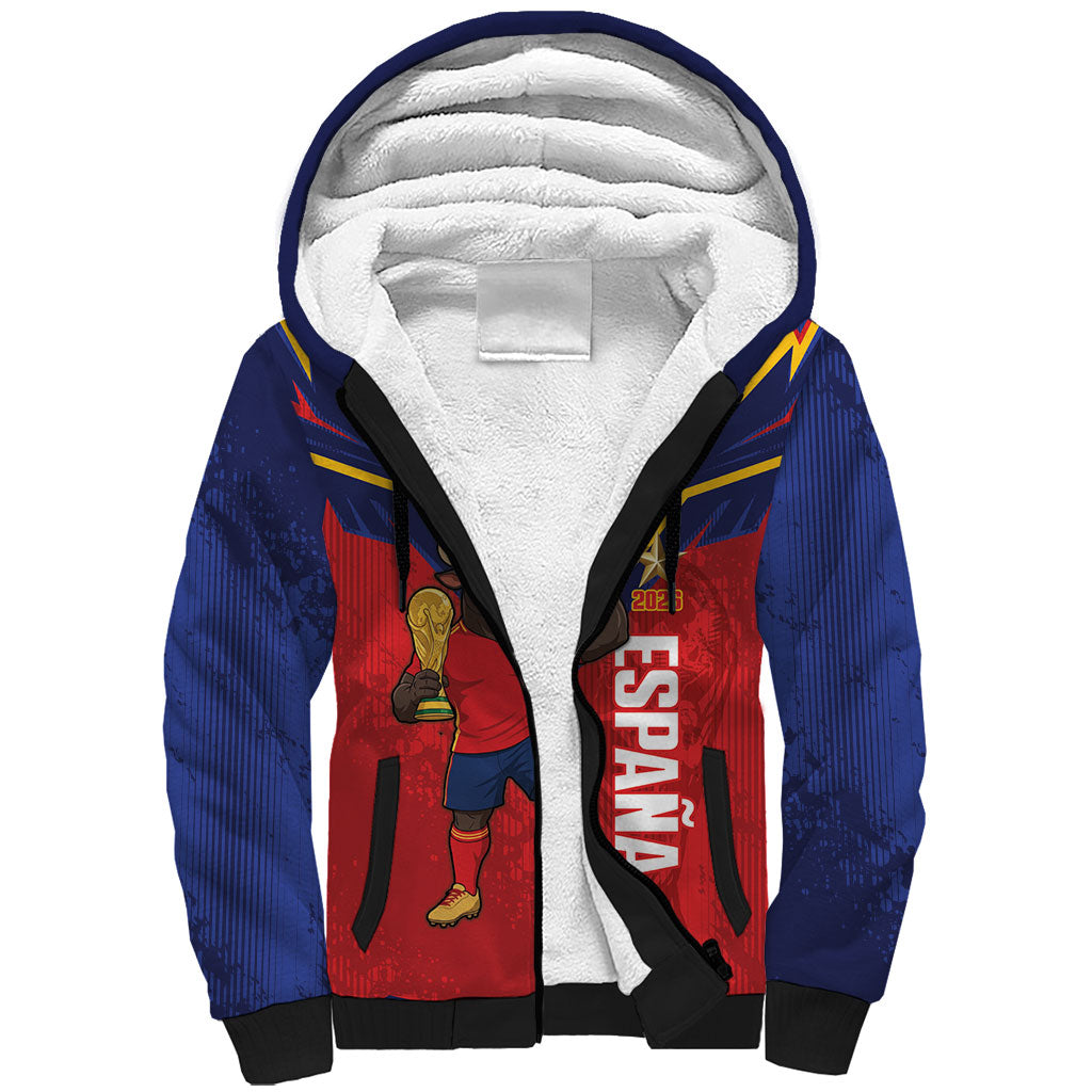 Custom Spain World Football 2026 Sherpa Hoodie La Roja 2nd Champion Proud