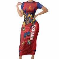 Custom Spain World Football 2026 Short Sleeve Bodycon Dress La Roja 2nd Champion Proud