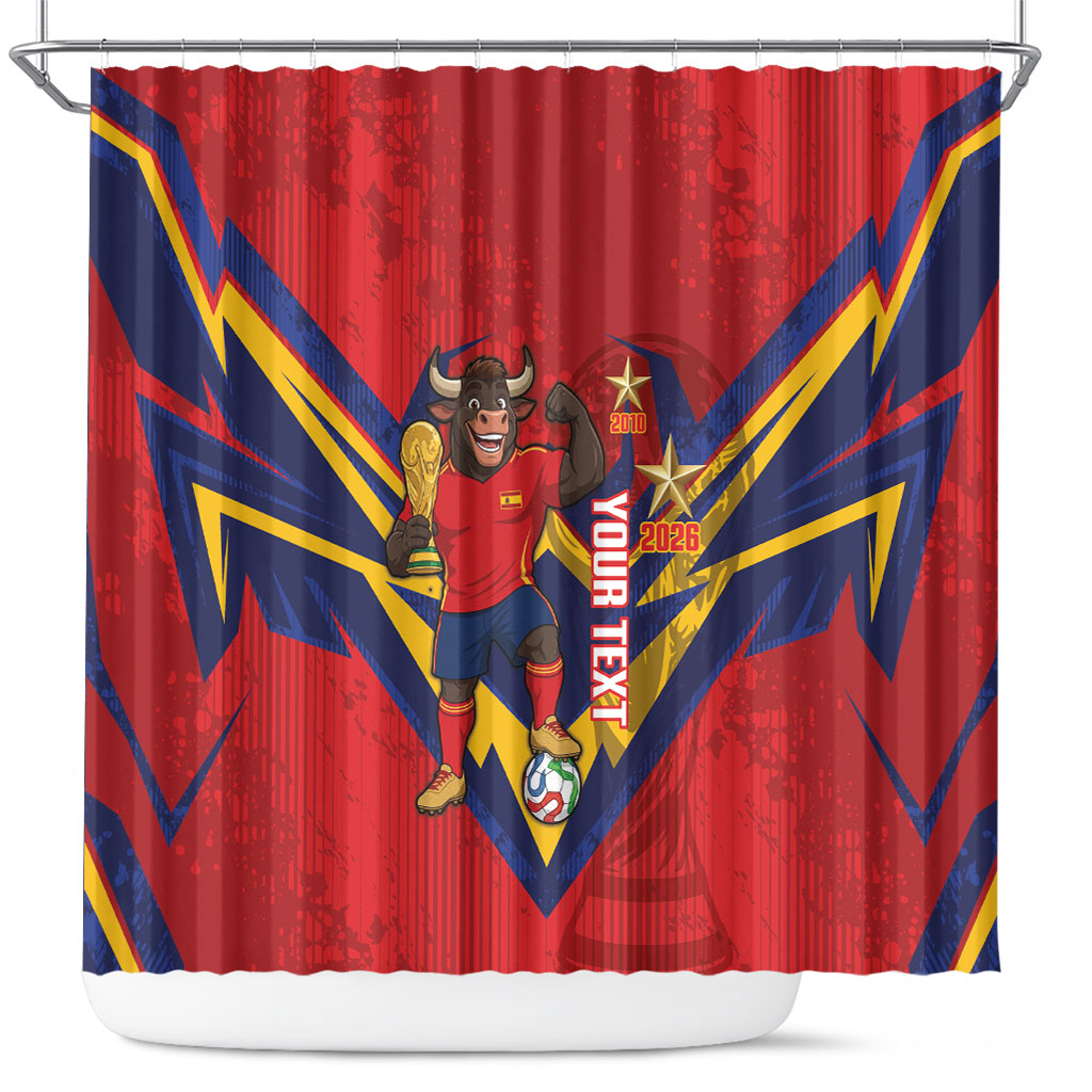 Custom Spain World Football 2026 Shower Curtain La Roja 2nd Champion Proud