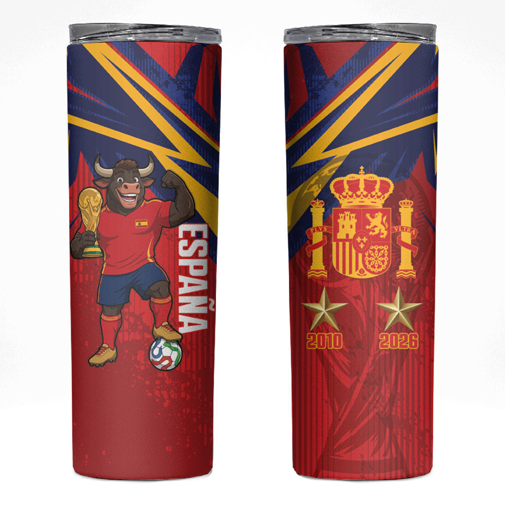 Spain World Football 2026 Skinny Tumbler La Roja 2nd Champion Proud