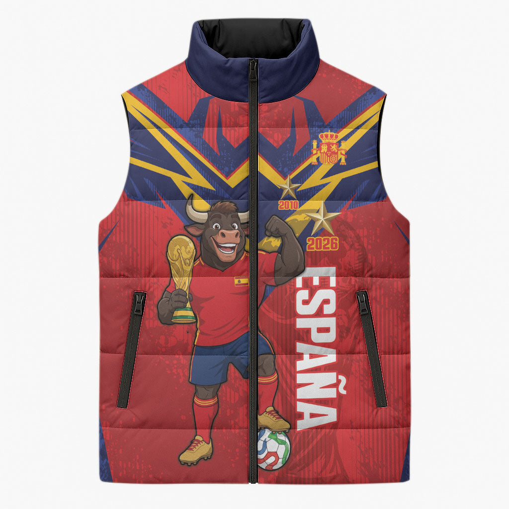 Custom Spain World Football 2026 Sleeveless Puffer Jacket La Roja 2nd Champion Proud
