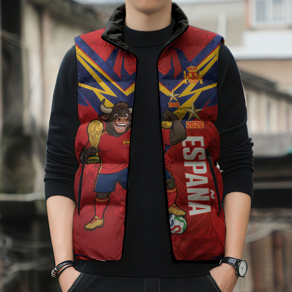 Custom Spain World Football 2026 Sleeveless Puffer Jacket La Roja 2nd Champion Proud