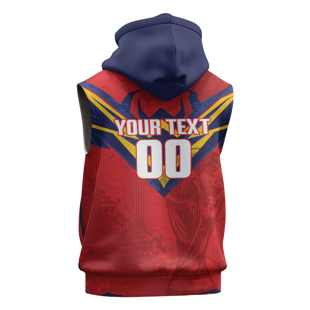 Custom Spain World Football 2026 Sleeveless Zip Hoodie La Roja 2nd Champion Proud