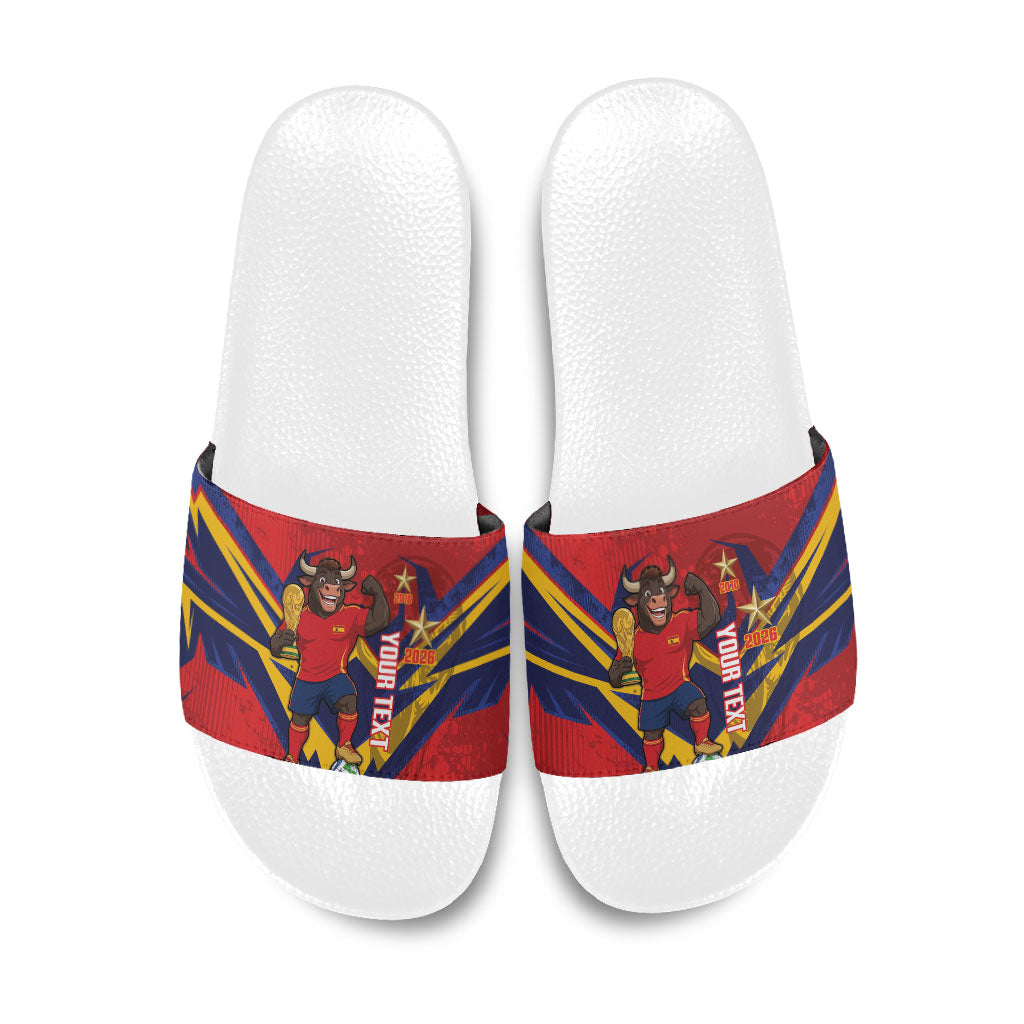 Custom Spain World Football 2026 Slide Sandals La Roja 2nd Champion Proud
