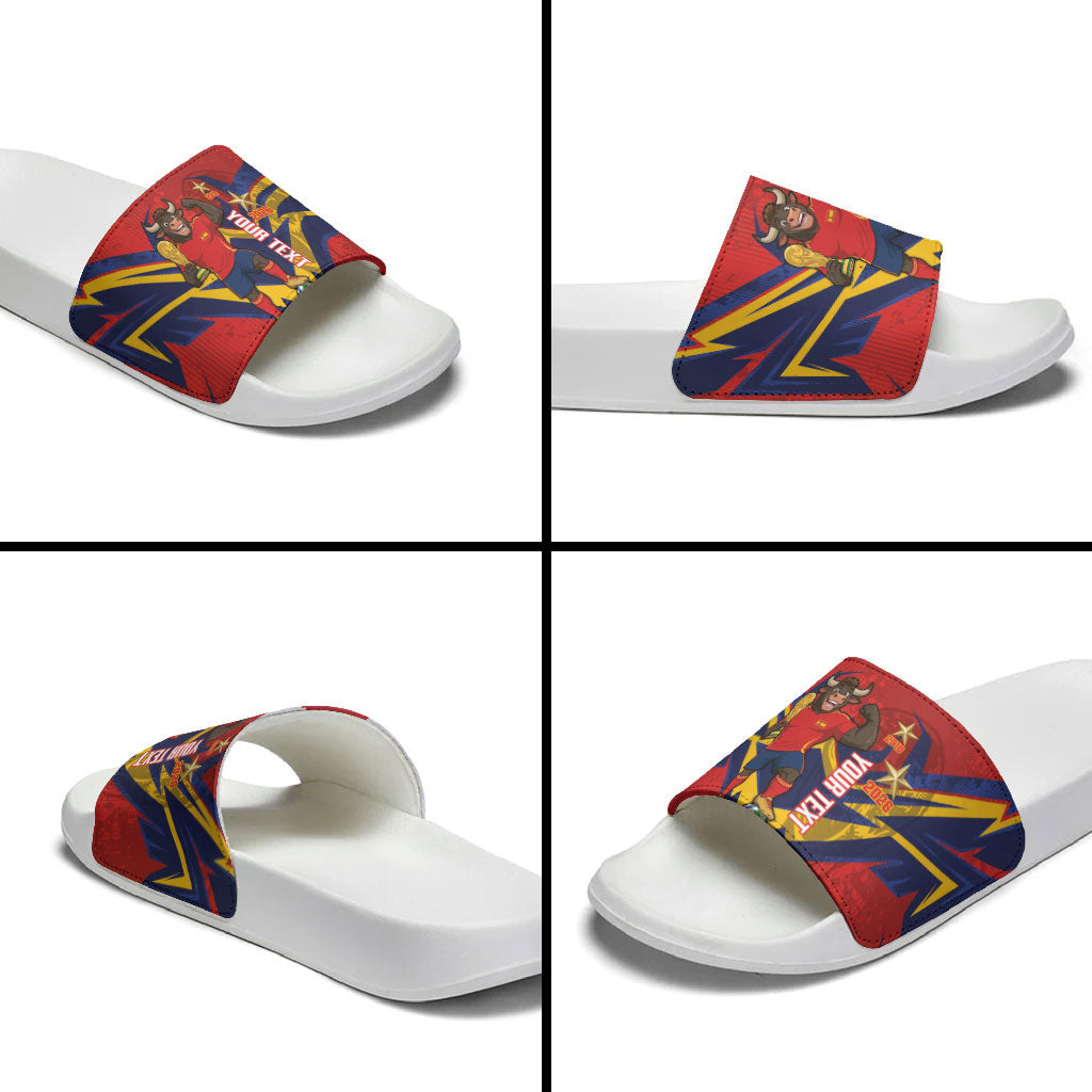 Custom Spain World Football 2026 Slide Sandals La Roja 2nd Champion Proud