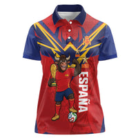 Custom Spain World Football 2026 Women Polo Shirt La Roja 2nd Champion Proud