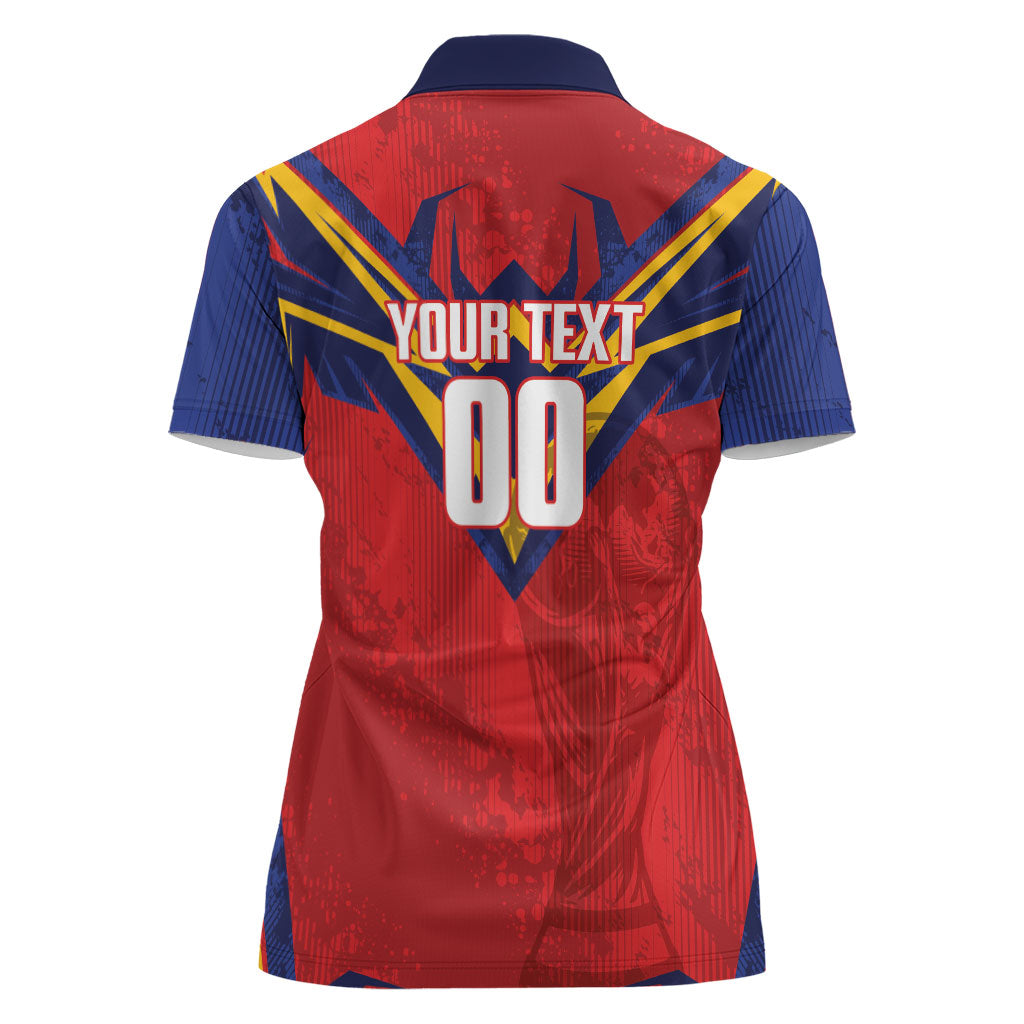 Custom Spain World Football 2026 Women Polo Shirt La Roja 2nd Champion Proud