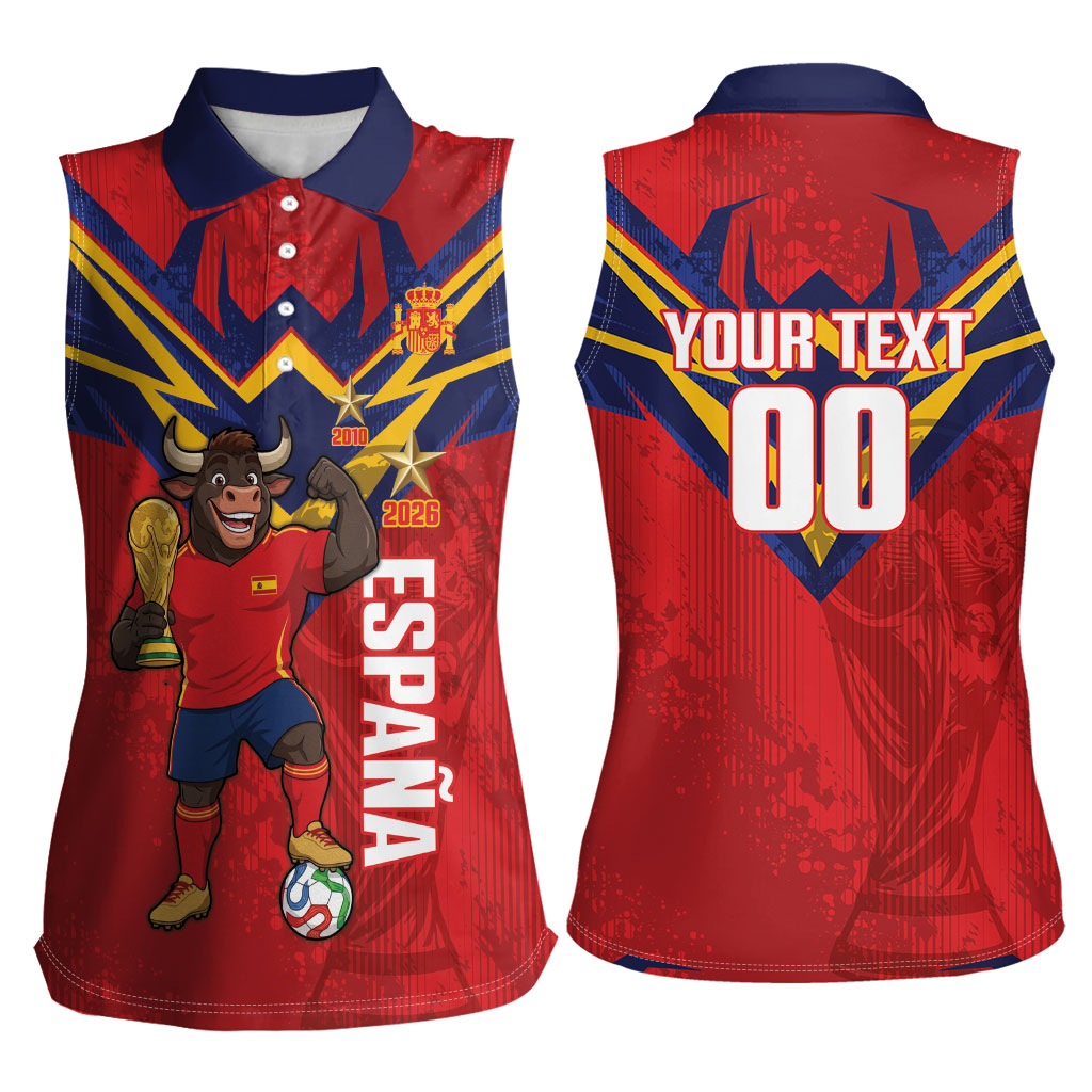 Custom Spain World Football 2026 Women Sleeveless Polo Shirt La Roja 2nd Champion Proud