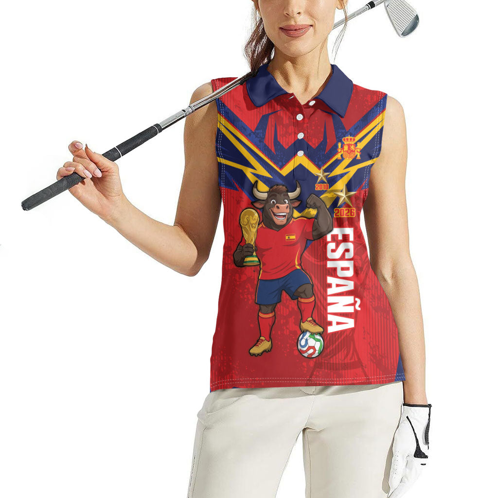 Custom Spain World Football 2026 Women Sleeveless Polo Shirt La Roja 2nd Champion Proud