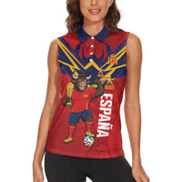 Custom Spain World Football 2026 Women Sleeveless Polo Shirt La Roja 2nd Champion Proud