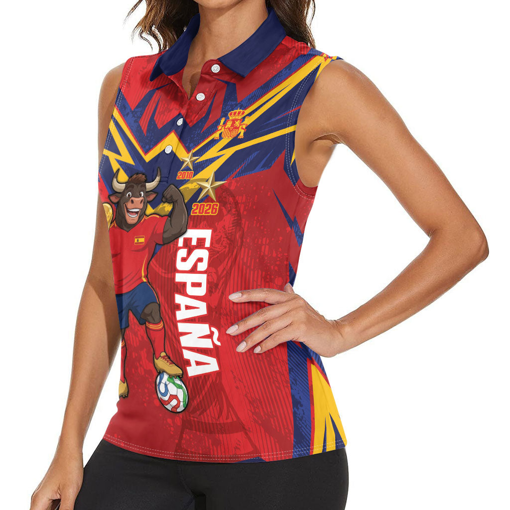 Custom Spain World Football 2026 Women Sleeveless Polo Shirt La Roja 2nd Champion Proud