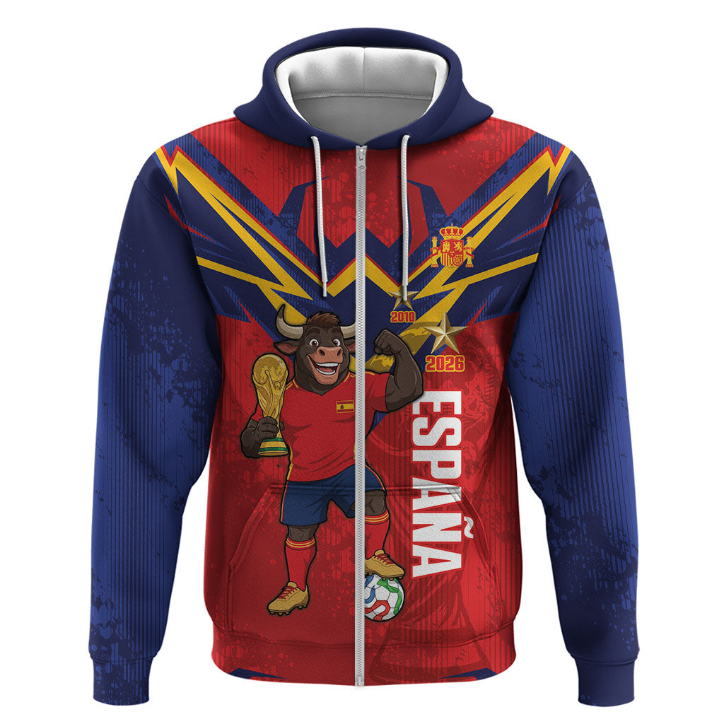 Custom Spain World Football 2026 Zip Hoodie La Roja 2nd Champion Proud