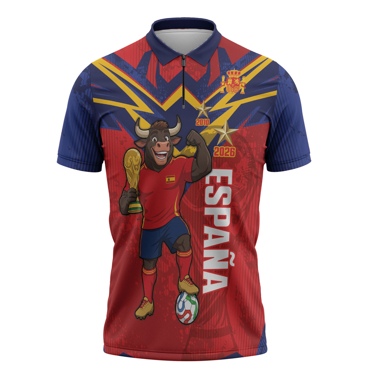 Custom Spain World Football 2026 Zipper Polo Shirt La Roja 2nd Champion Proud