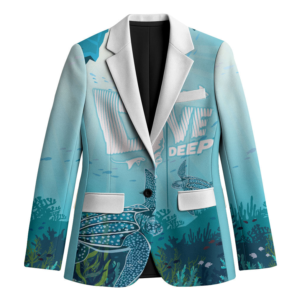 Personalized Dominica Freediving Blazer Leatherback Sea Turtle Ocean Style