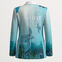 Personalized Dominica Freediving Blazer Leatherback Sea Turtle Ocean Style