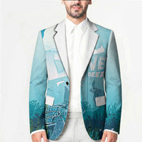 Personalized Dominica Freediving Blazer Leatherback Sea Turtle Ocean Style