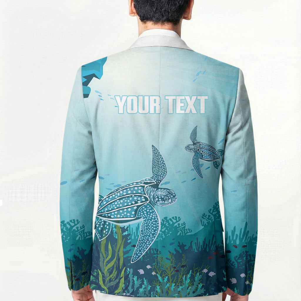 Personalized Dominica Freediving Blazer Leatherback Sea Turtle Ocean Style