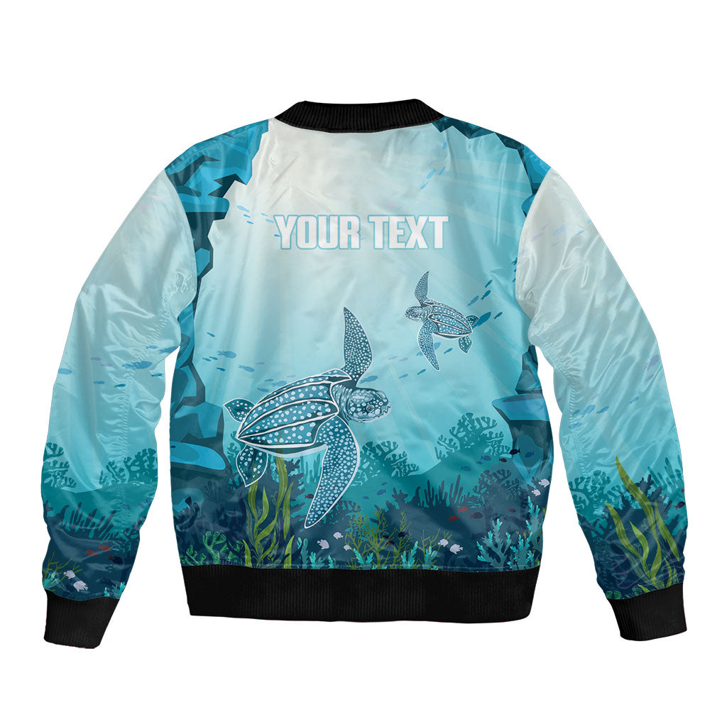 Personalized Dominica Freediving Bomber Jacket Leatherback Sea Turtle Ocean Style