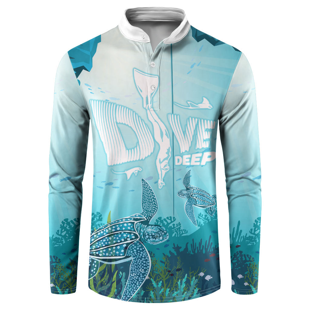 Personalized Dominica Freediving Button Sweatshirt Leatherback Sea Turtle Ocean Style
