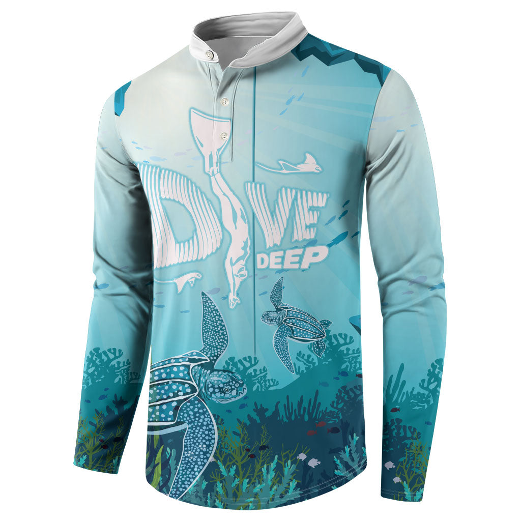 Personalized Dominica Freediving Button Sweatshirt Leatherback Sea Turtle Ocean Style