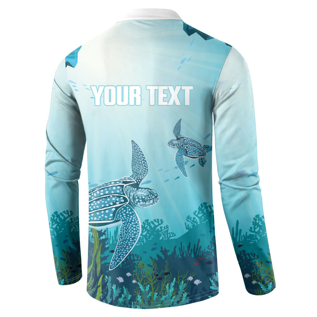 Personalized Dominica Freediving Button Sweatshirt Leatherback Sea Turtle Ocean Style