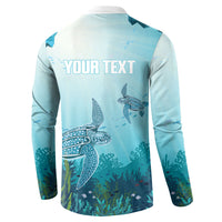 Personalized Dominica Freediving Button Sweatshirt Leatherback Sea Turtle Ocean Style