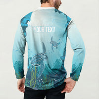 Personalized Dominica Freediving Button Sweatshirt Leatherback Sea Turtle Ocean Style